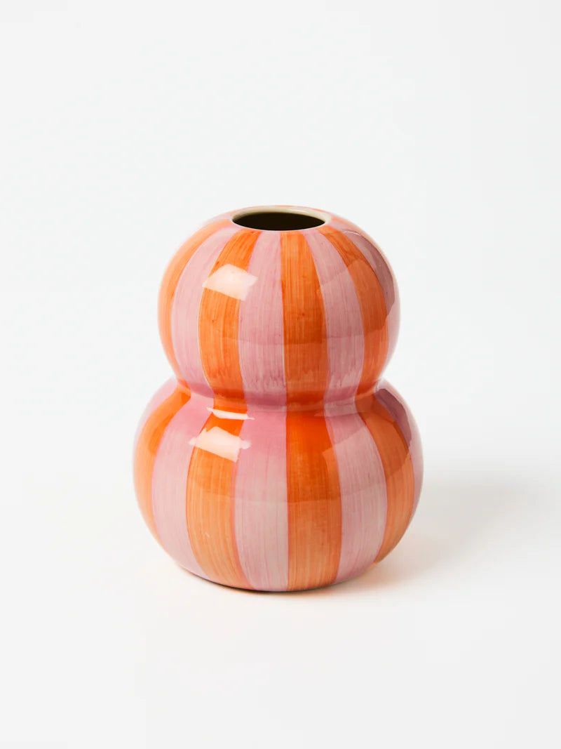 JONES & CO Fonda Vase PINK ORANGE STRIPE