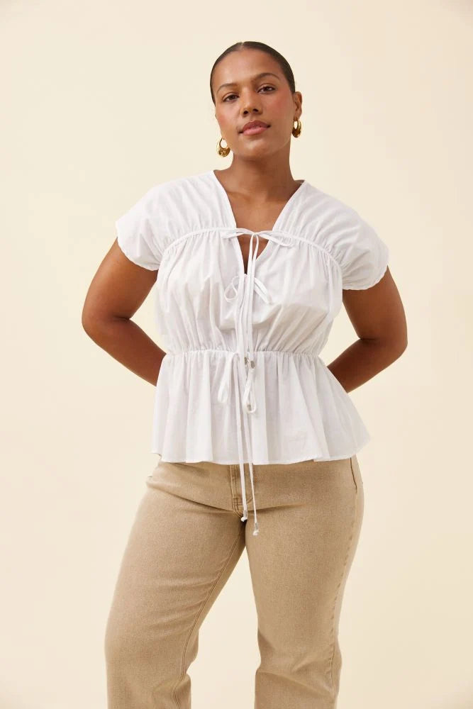 ISLE OF MINE Rosa Tie Top WHITE