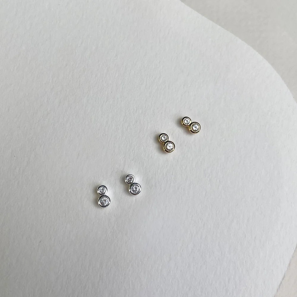 LINDA Duo Stud White Topaz SILVER