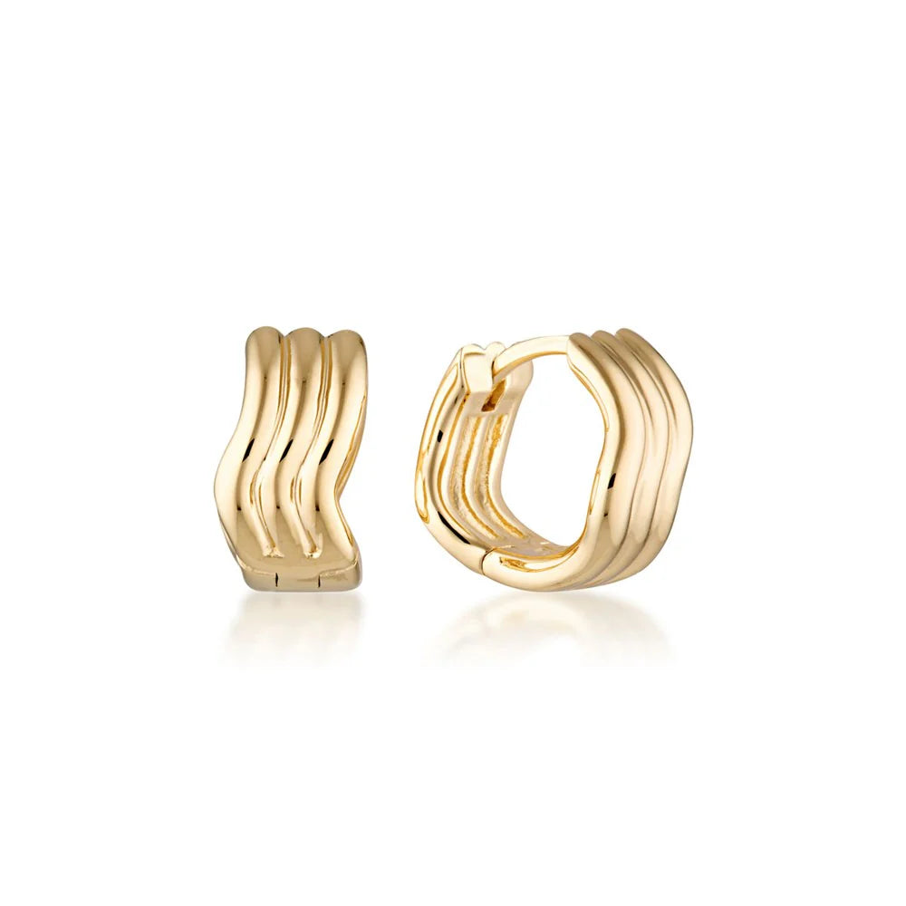 LINDA Ripple Huggie Earrings GOLD