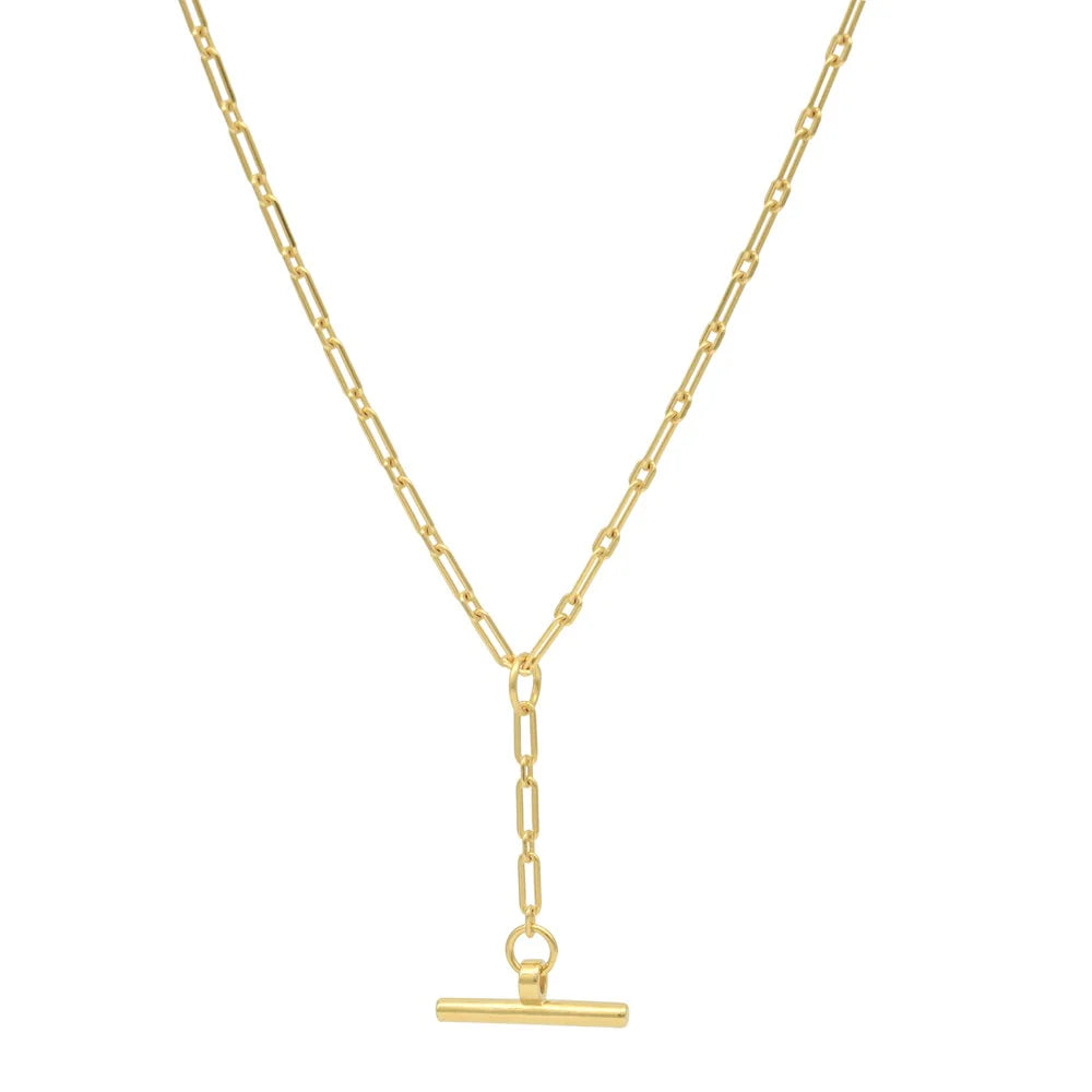 LINDA TAHIJA Requisite T Bar Necklace GOLD
