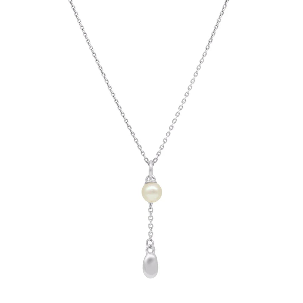 LINDA TAHIJA Lou Pearl Charm Necklace SILVER