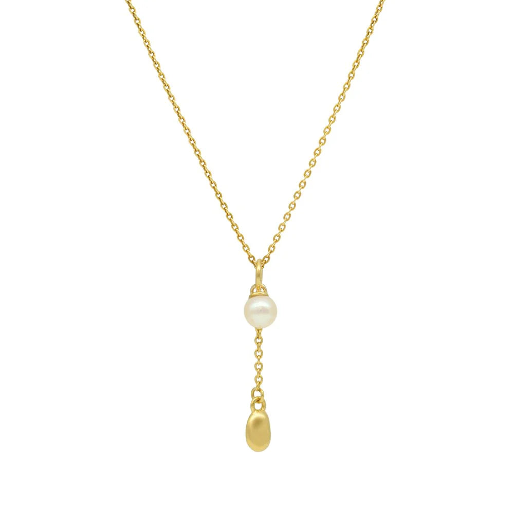 LINDA TAHIJA Lou Pearl Charm Necklace GOLD