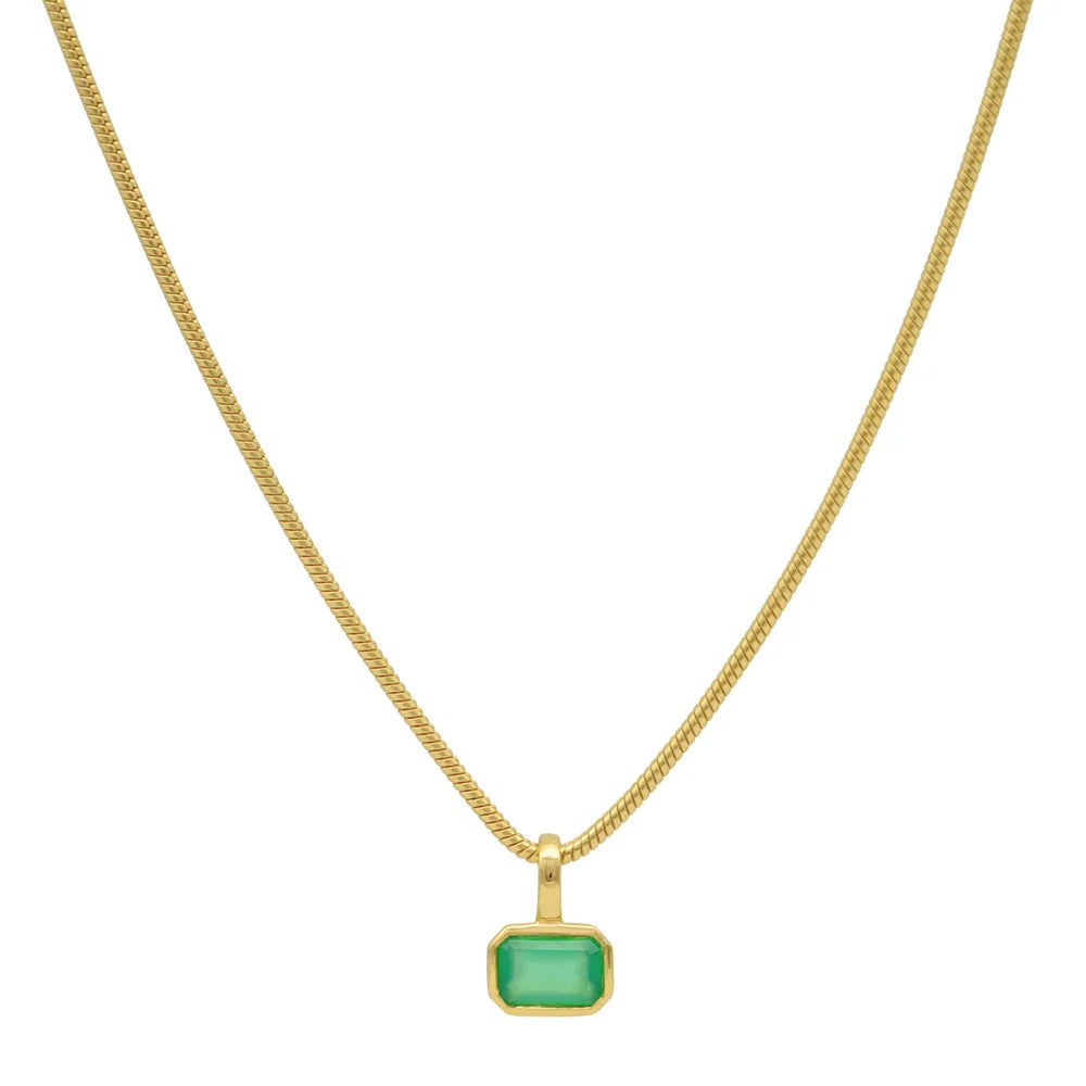 LINDA TAHIJA Gemme Snake Necklace Green Onyx GOLD