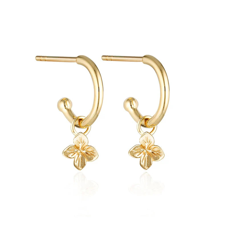 Linda Tahija Hydrangea Charm Hoops GOLD