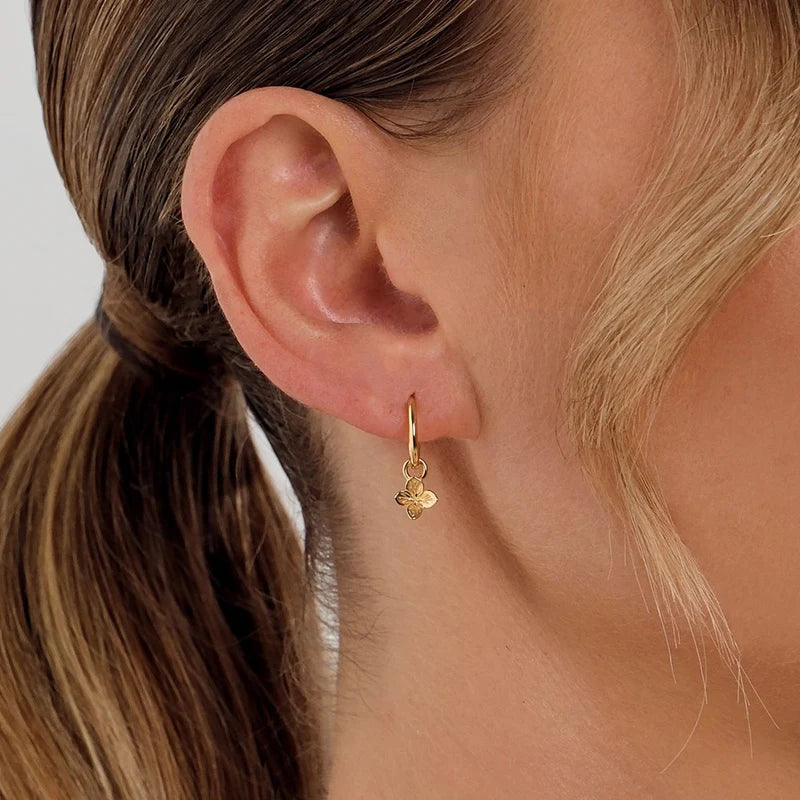 Linda Tahija Hydrangea Charm Hoops GOLD