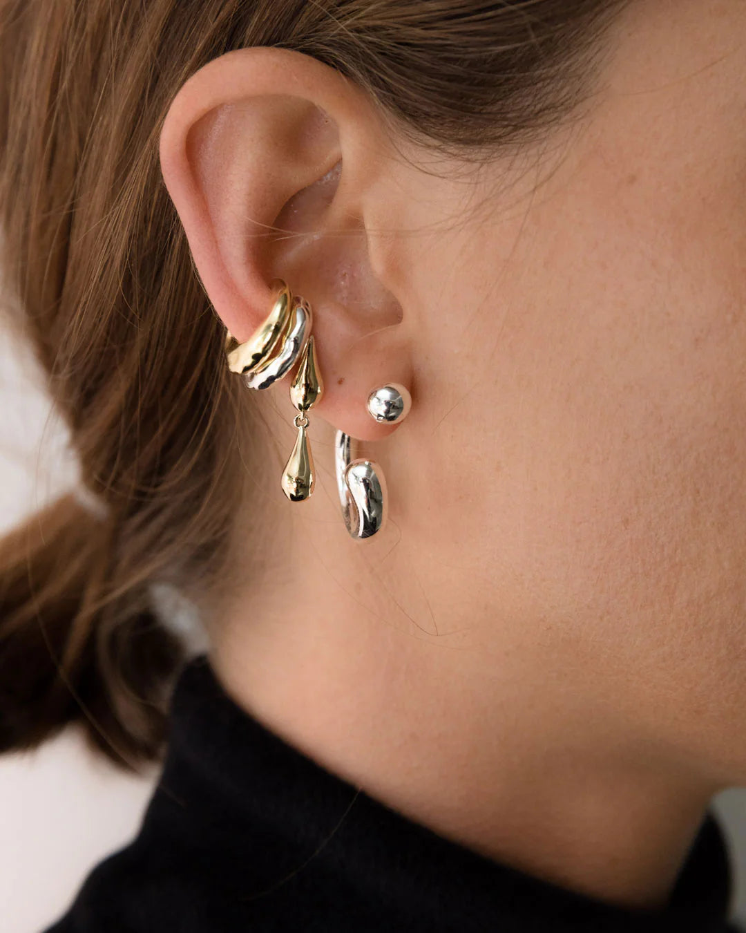 F+H Double Droplet Studs GOLD