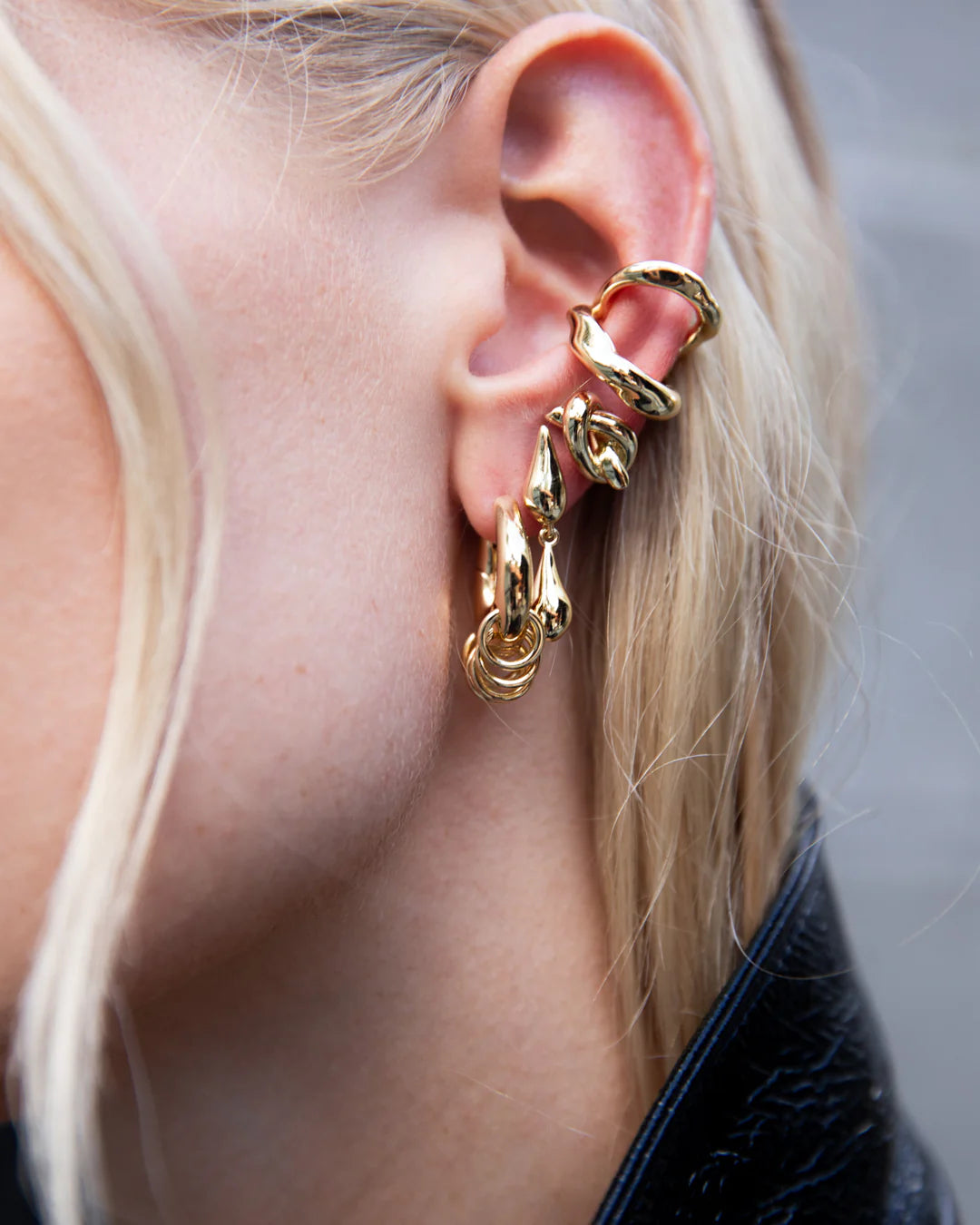 F+H Double Droplet Studs GOLD