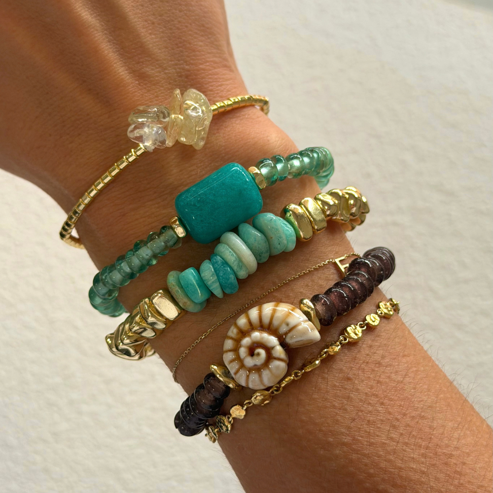 HEI TAI Chunky Luxe Gold Bracelet SEA STONES