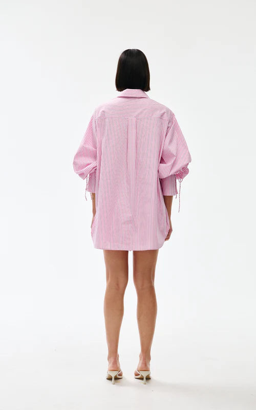 KINNEY Ashton Shirt PINK PINSTRIPE