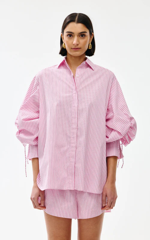 KINNEY Ashton Shirt PINK PINSTRIPE