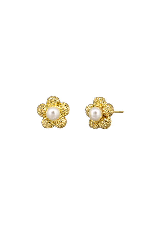Rosie Flower Earrings GOLD & PEARL