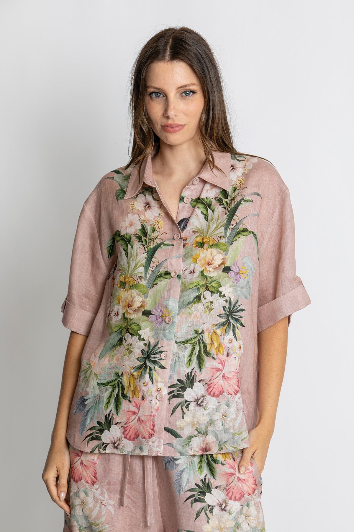 KACHEL Luna Short Sleeve Shirt FLEUR AMOUR