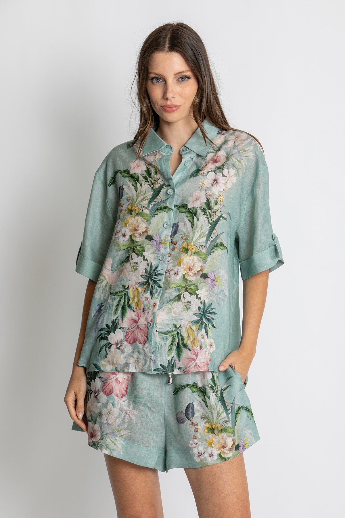 KACHEL Eva Short Sleeve Shirt SAGE AMOUR