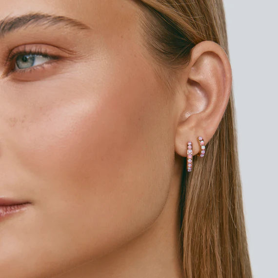 FAIRLEY Crystal Midi Hoops PINK OPAL