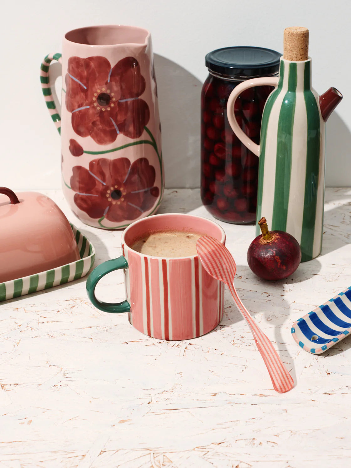 JONES & CO Bloomie Mug PINK STRIPE