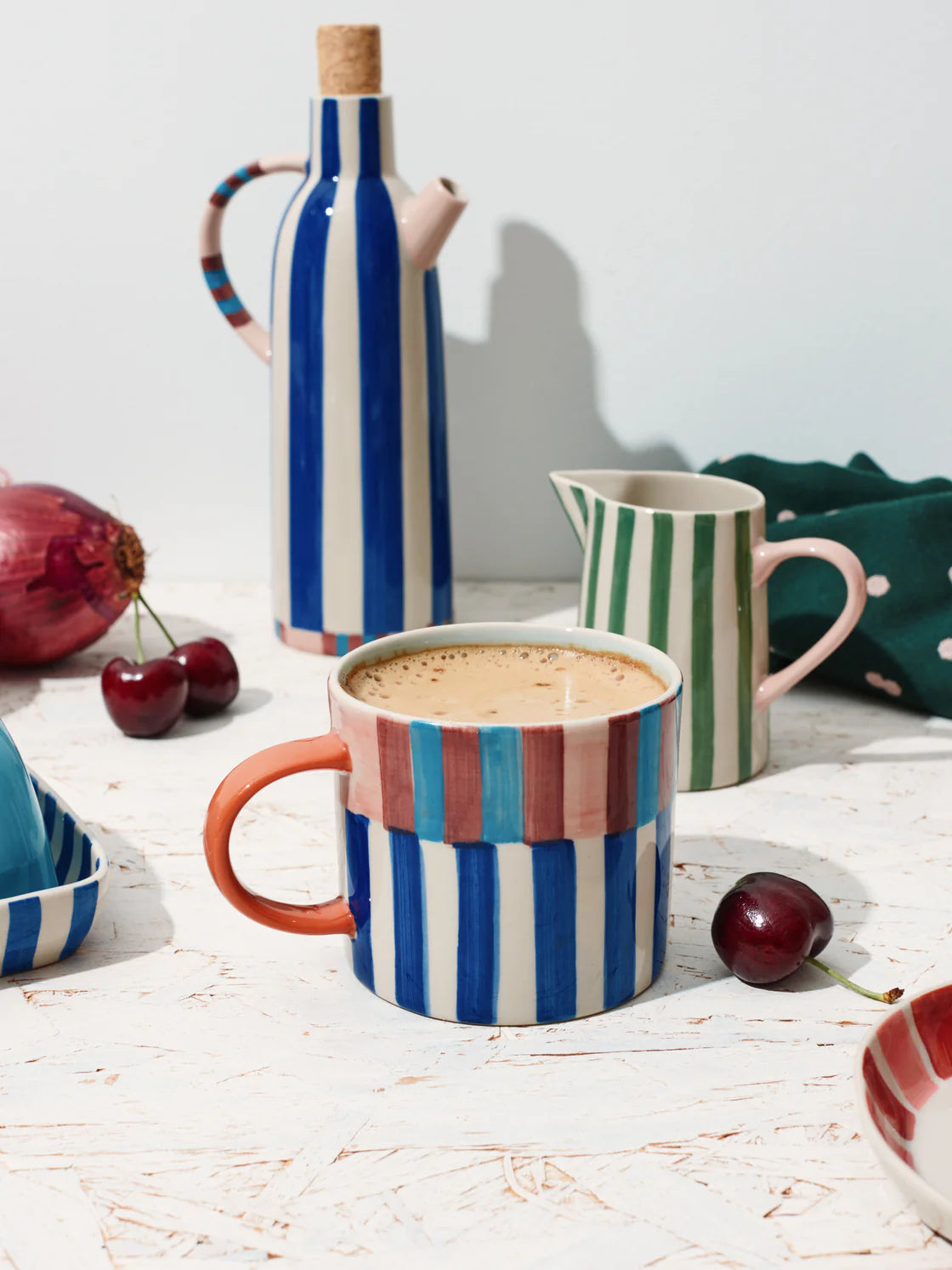 JONES & CO Bloomie Mug BLUE STRIPE