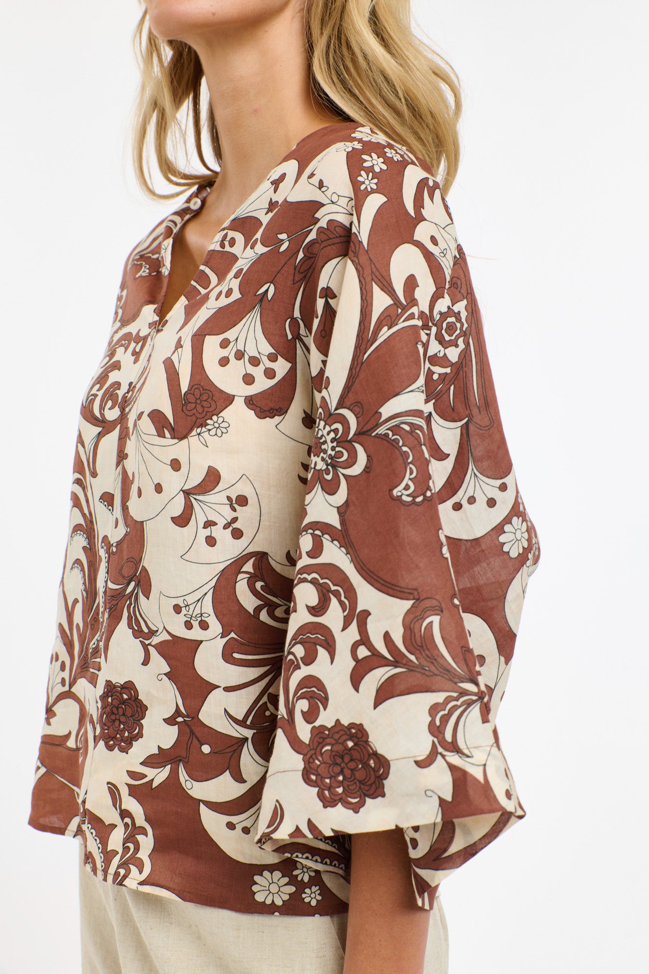 365 DAYS Belinda Print Top PECAN/WHITE