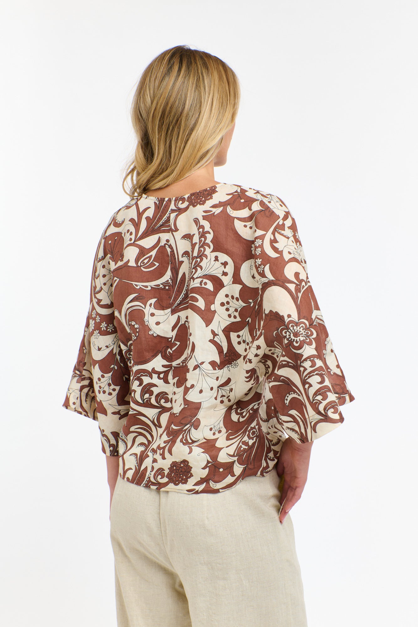 365 DAYS Belinda Print Top PECAN/WHITE