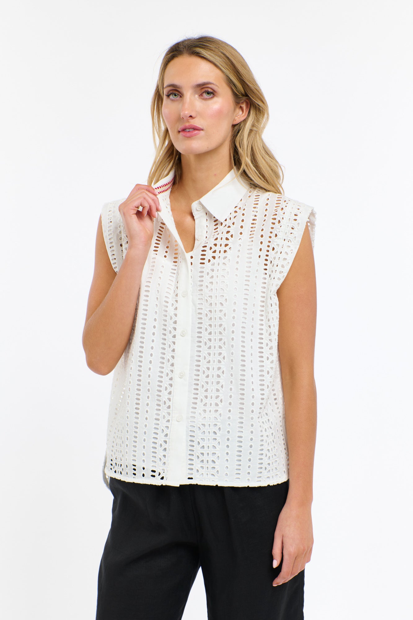 365 DAYS Casey Embroidered Shirt WHITE