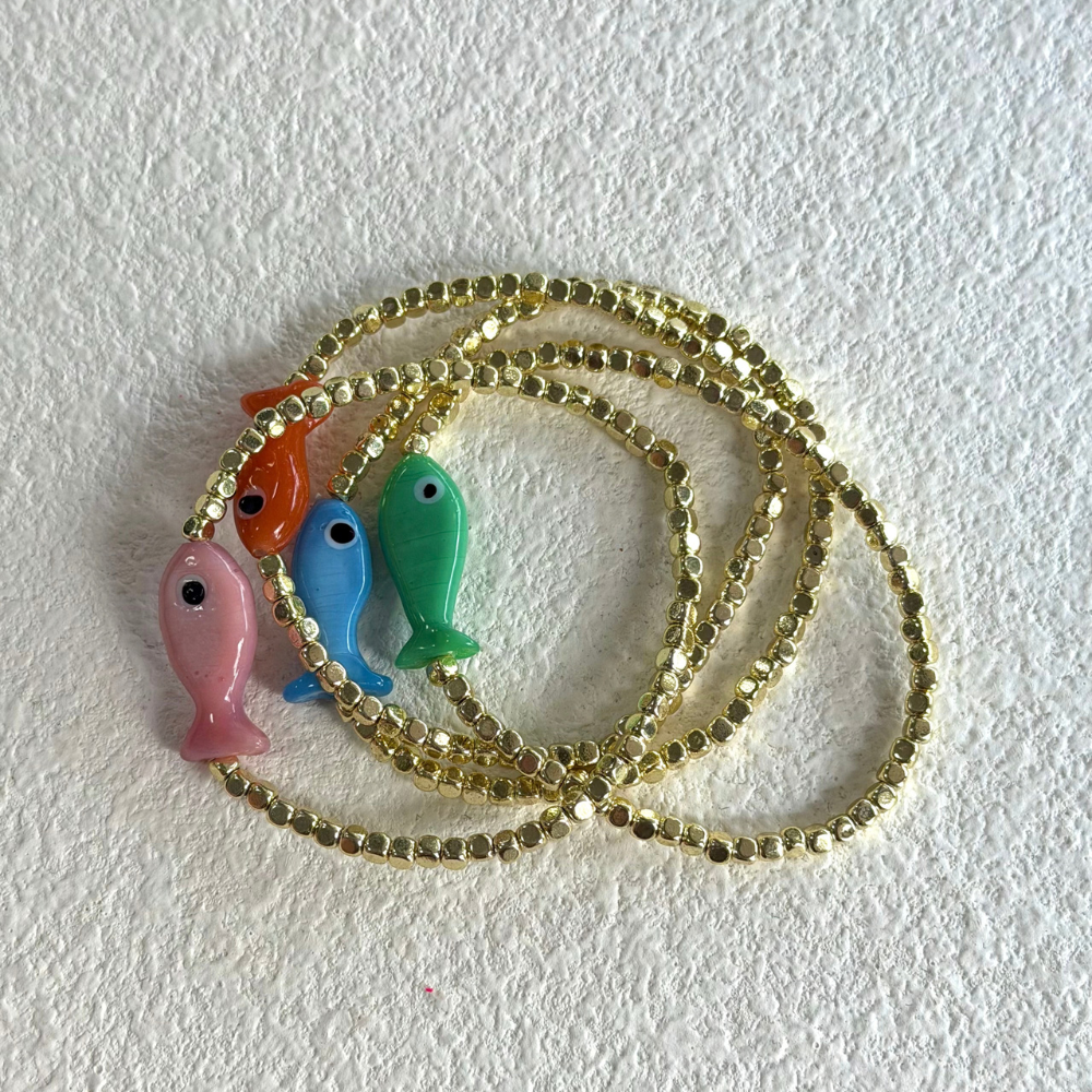 HEI TAI Pesci Gold Bracelet GREEN FISH
