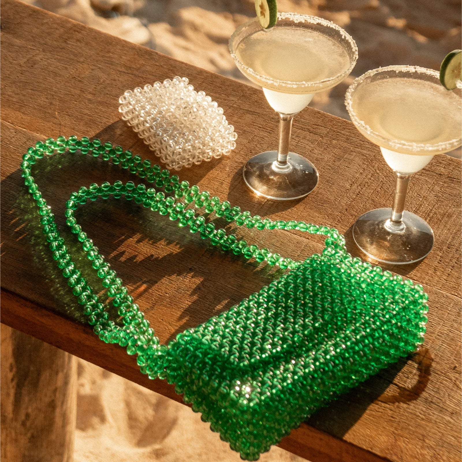 ISLAND TRADERS Beaded Cardholder CLEAR