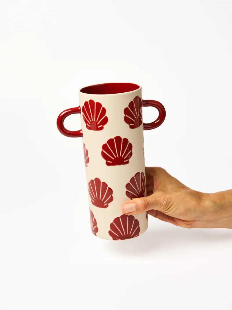 JONES & CO Griffe Tall Vase BURGUNDY SHELL