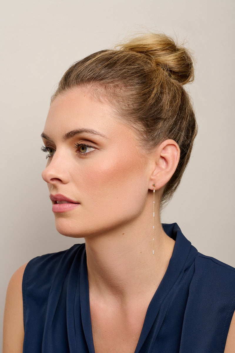 Dainty Chain Earrings GOLD PEARL