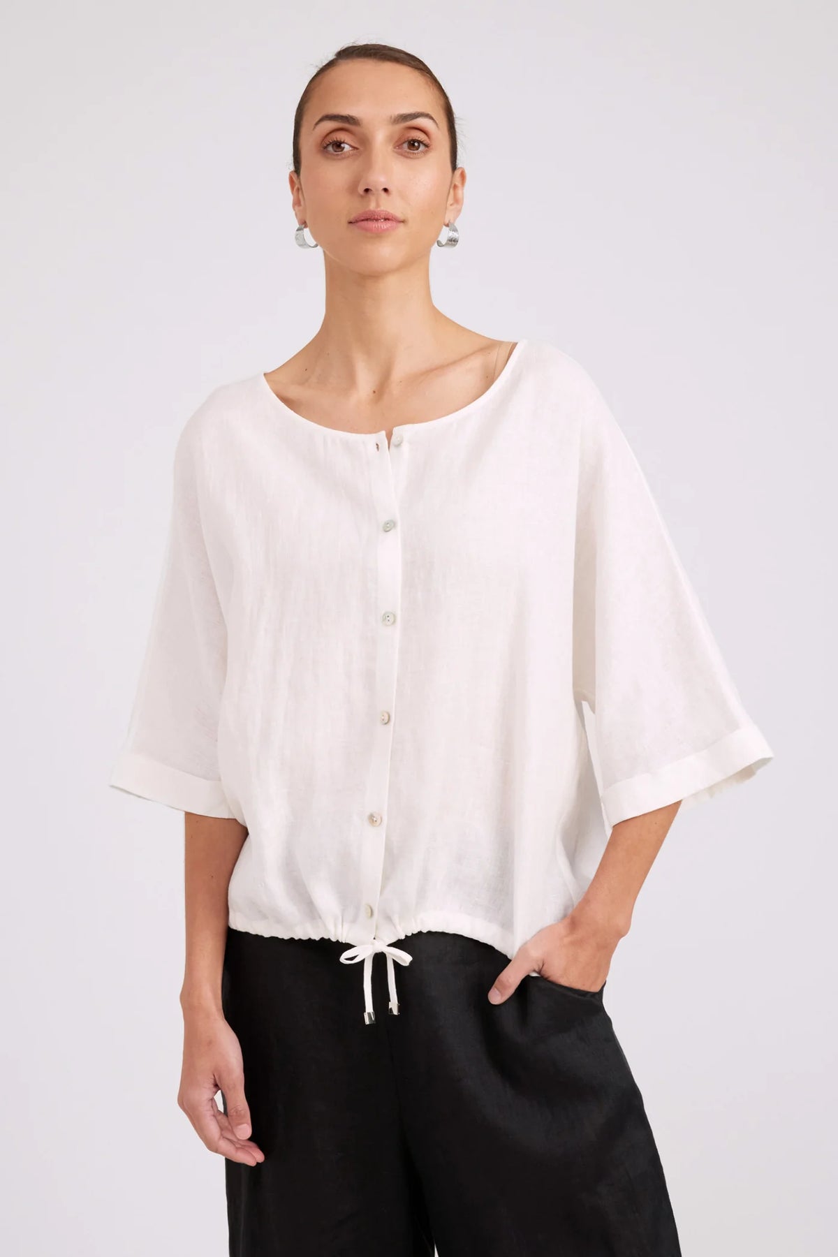 EB & IVE Studio Button Top / Jacket WHITE