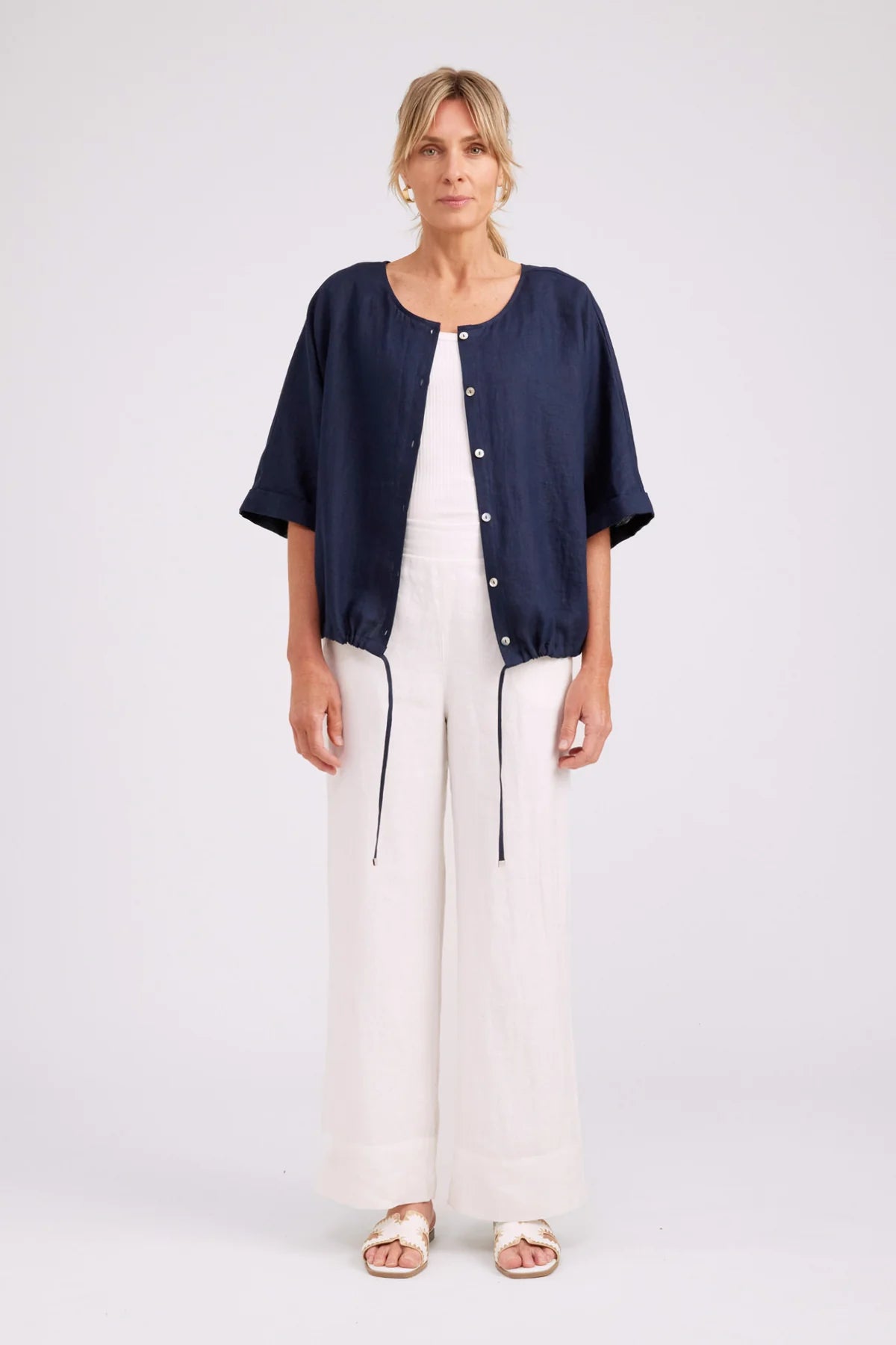 EB & IVE Studio Button Top / Jacket NAVY