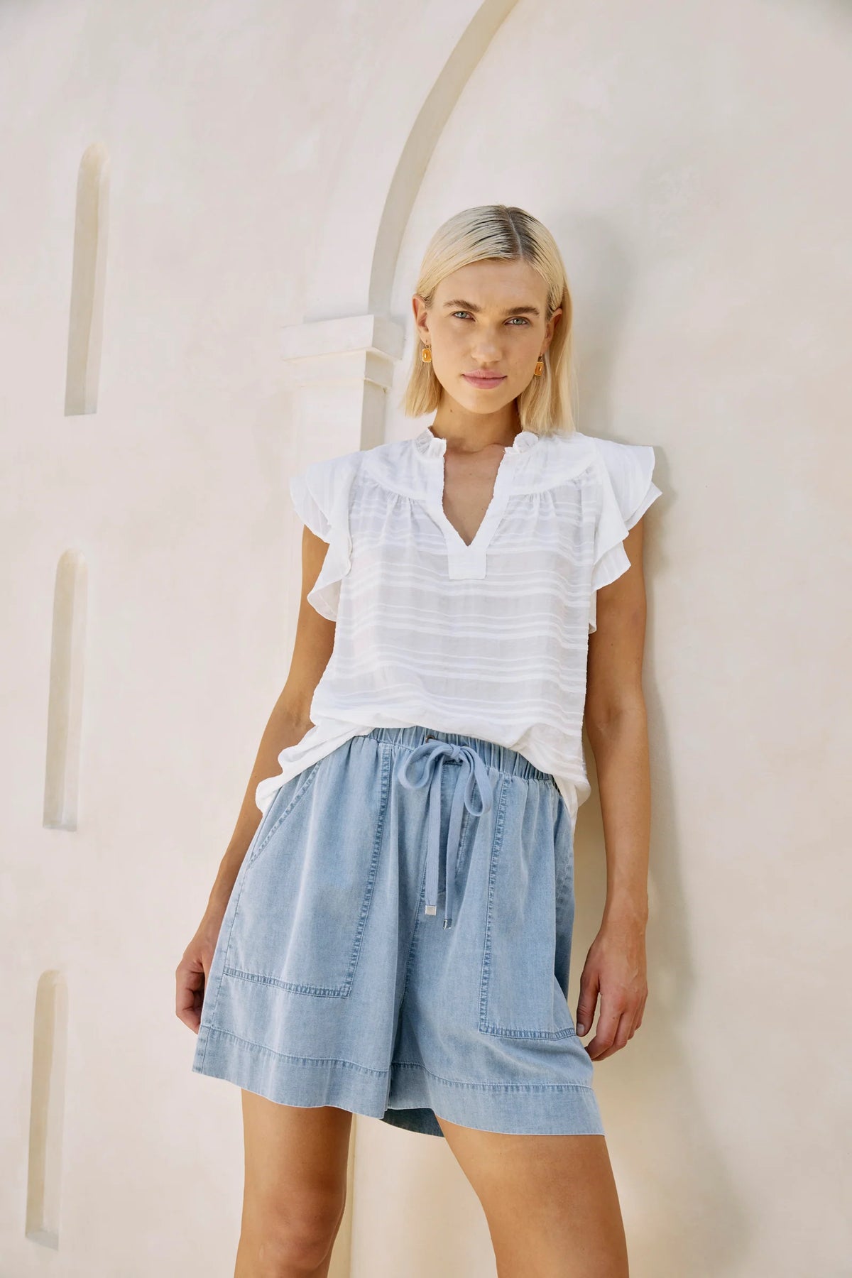 EB & IVE Sovana Frill Tank WHITE
