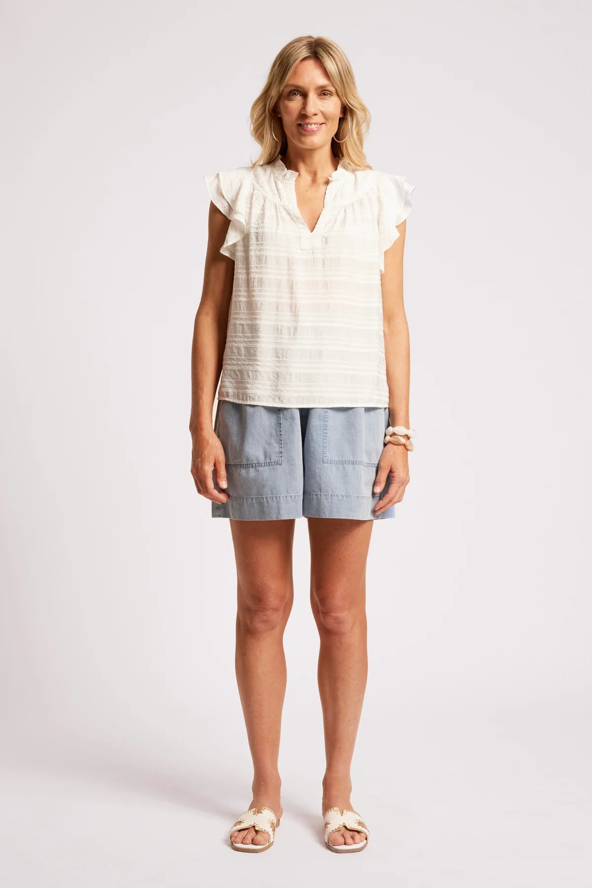 EB & IVE Sovana Frill Tank WHITE