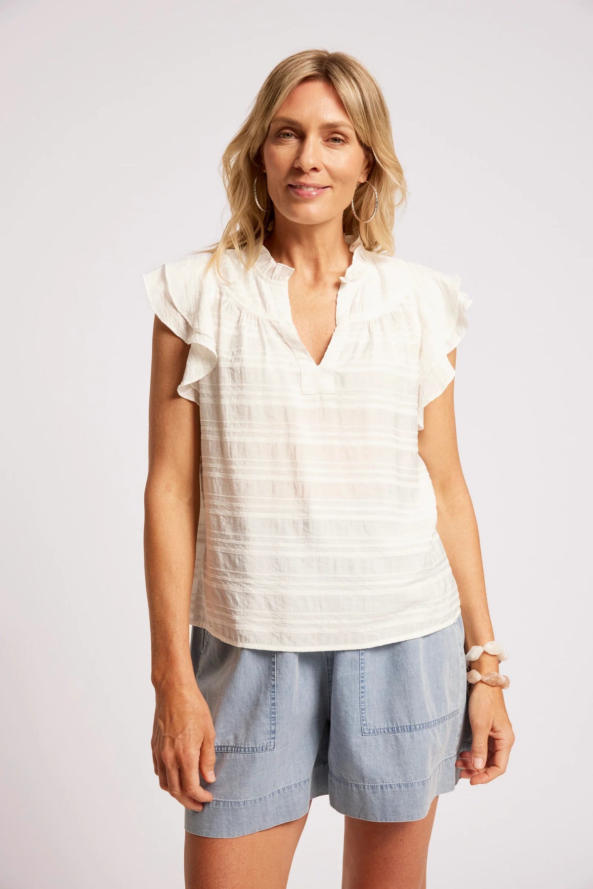 EB & IVE Sovana Frill Tank WHITE