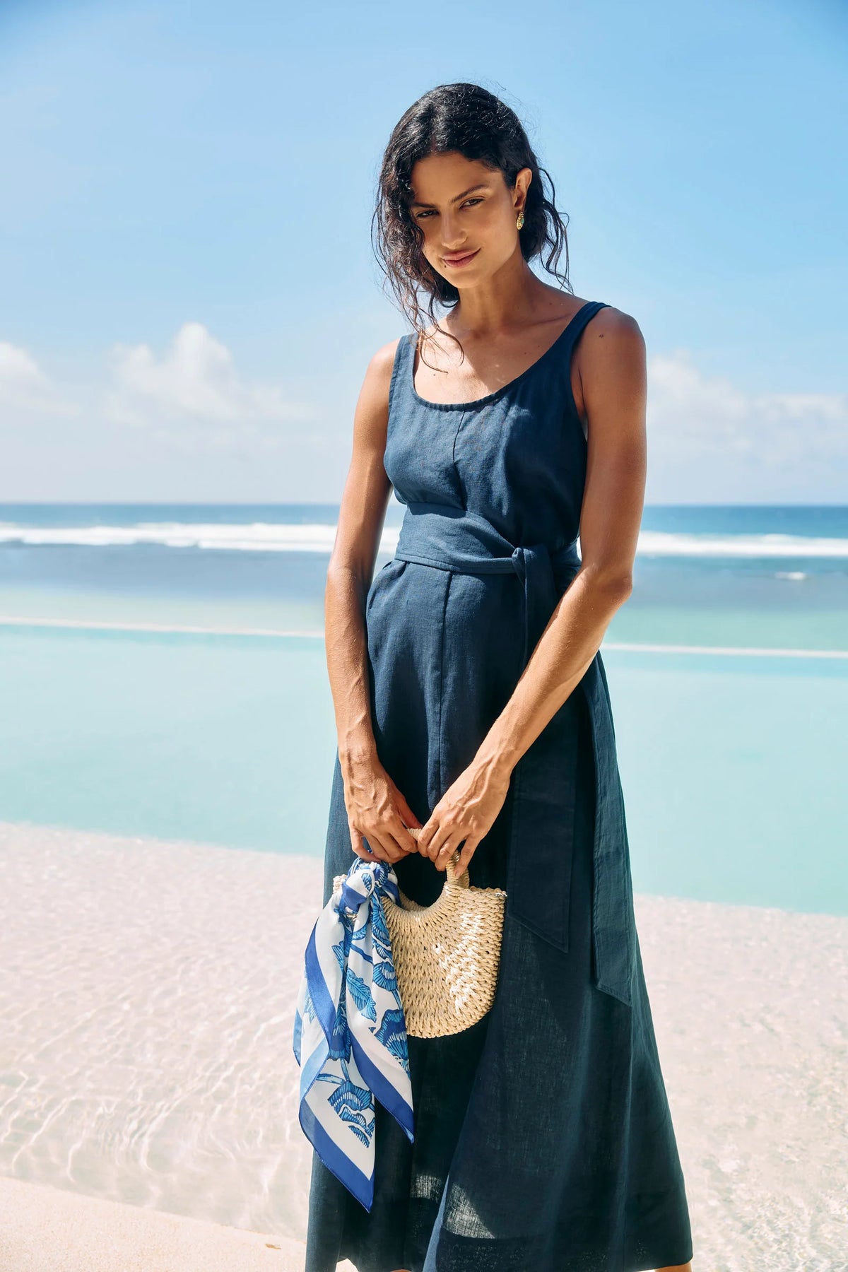 EB & IVE Cove Tank Maxi Dress INDIGO
