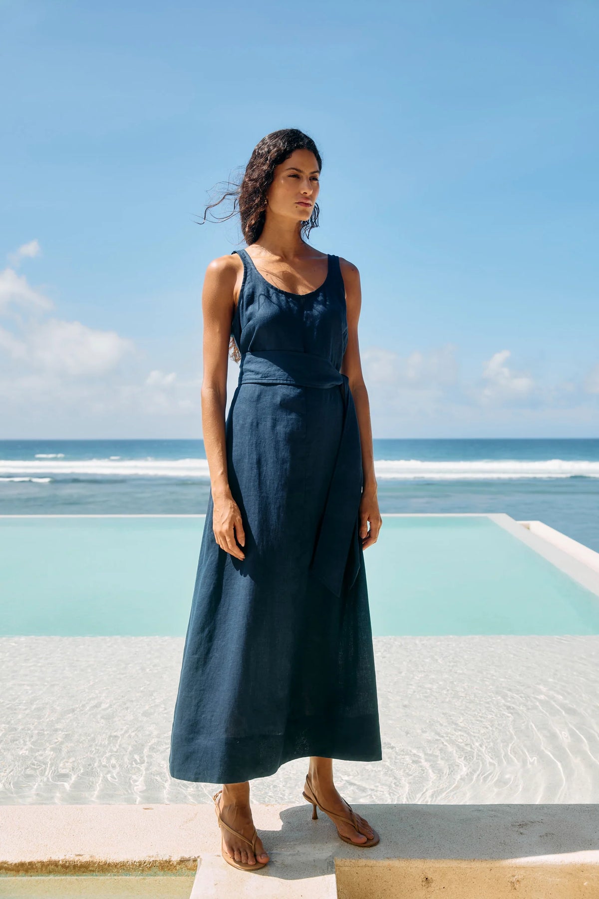 EB & IVE Cove Tank Maxi Dress INDIGO