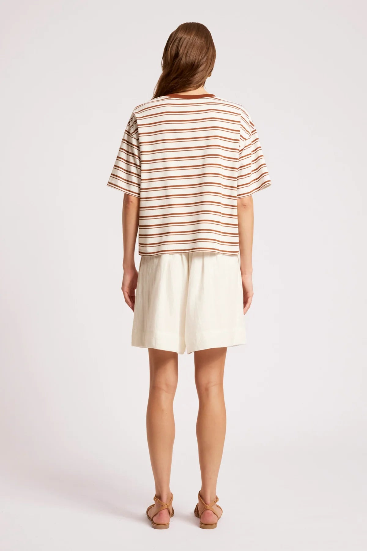 EB & IVE Paloma Stripe Tshirt DUNE/WHITE