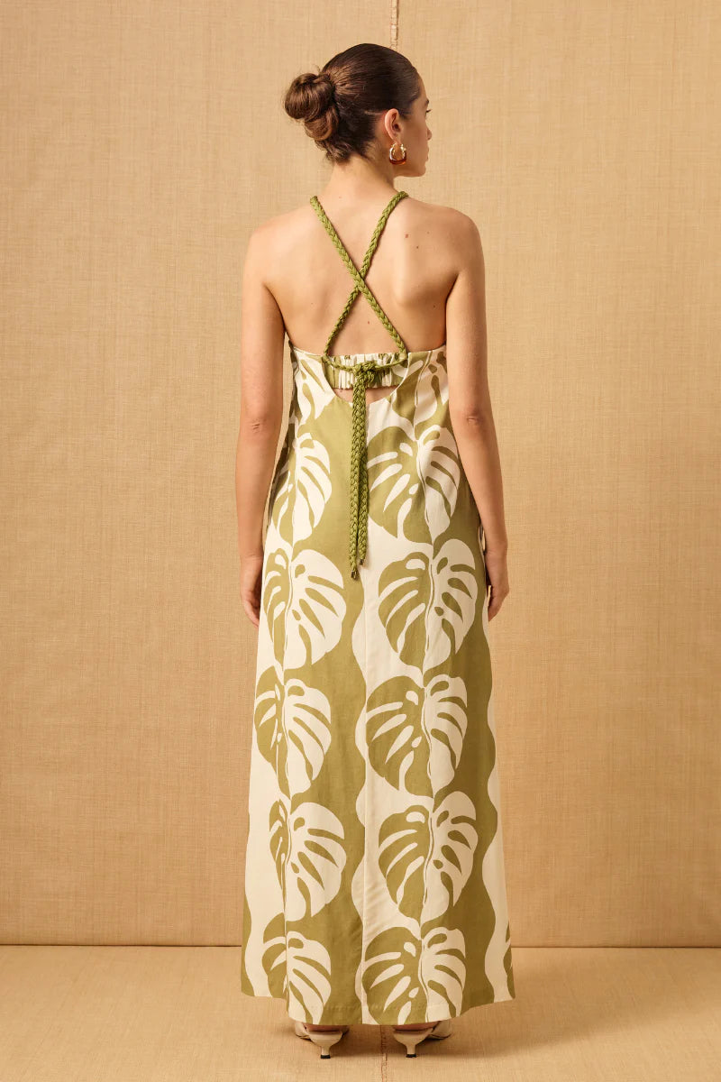MON RENN Strapless Dress MID SUMMER PALM