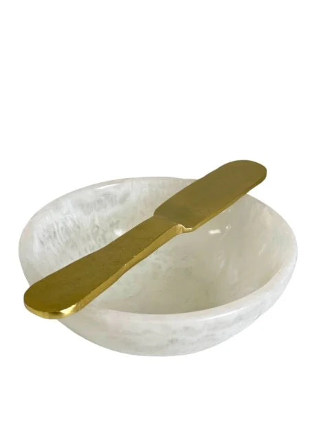 Resin Dip Bowl with Spreader ALABASTER