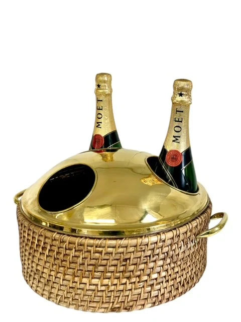 ST BARTS Rattan & Brass Champagne Bucket