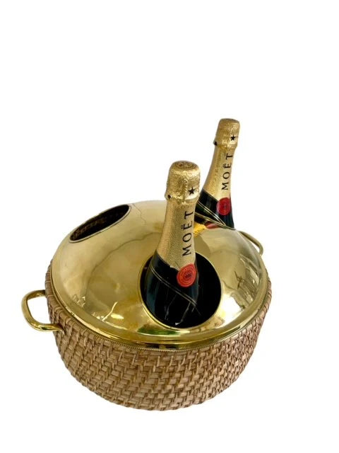 ST BARTS Rattan & Brass Champagne Bucket
