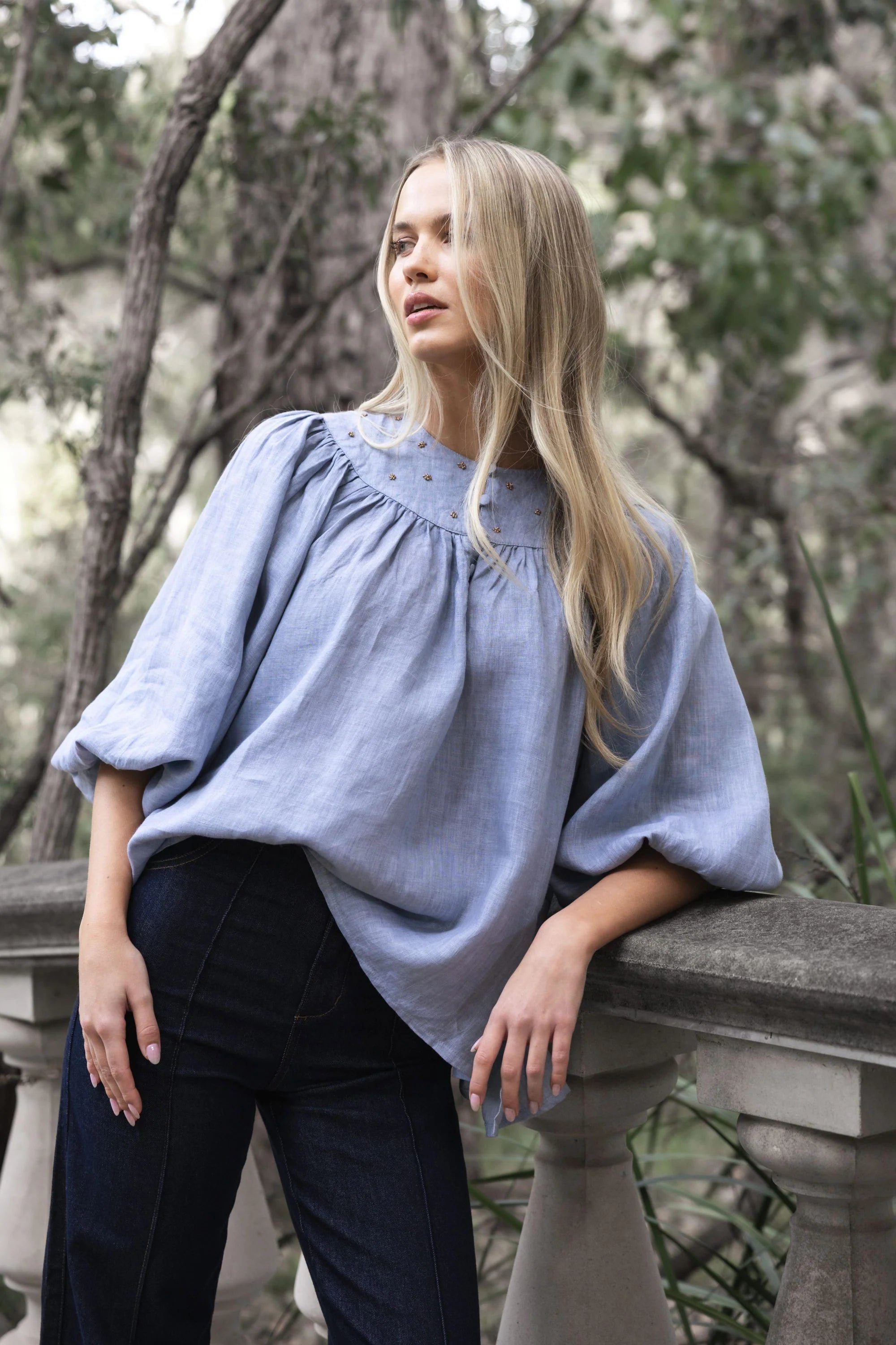 HUMIDITY Baroque Blouse MISTY GREY