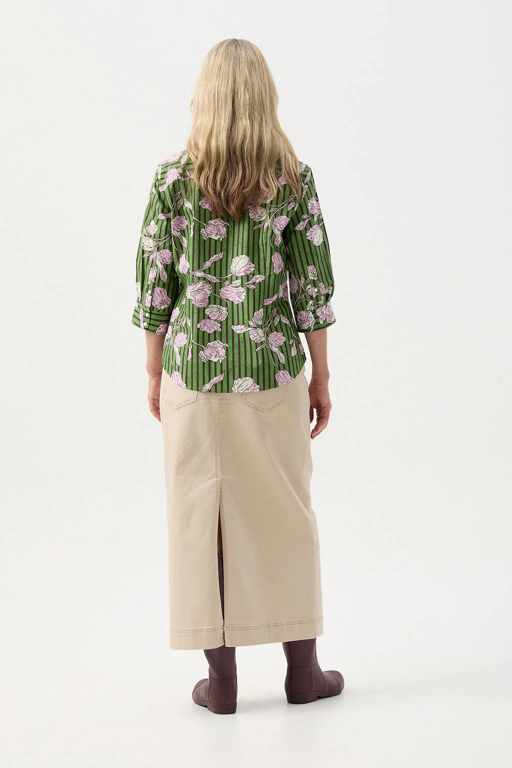 GOONDIWINDI COTTON 3/4 Sleeve Shirt GREEN LEAF