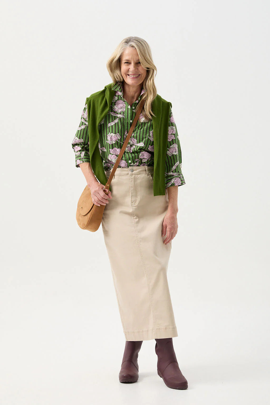 GOONDIWINDI COTTON 3/4 Sleeve Shirt GREEN LEAF