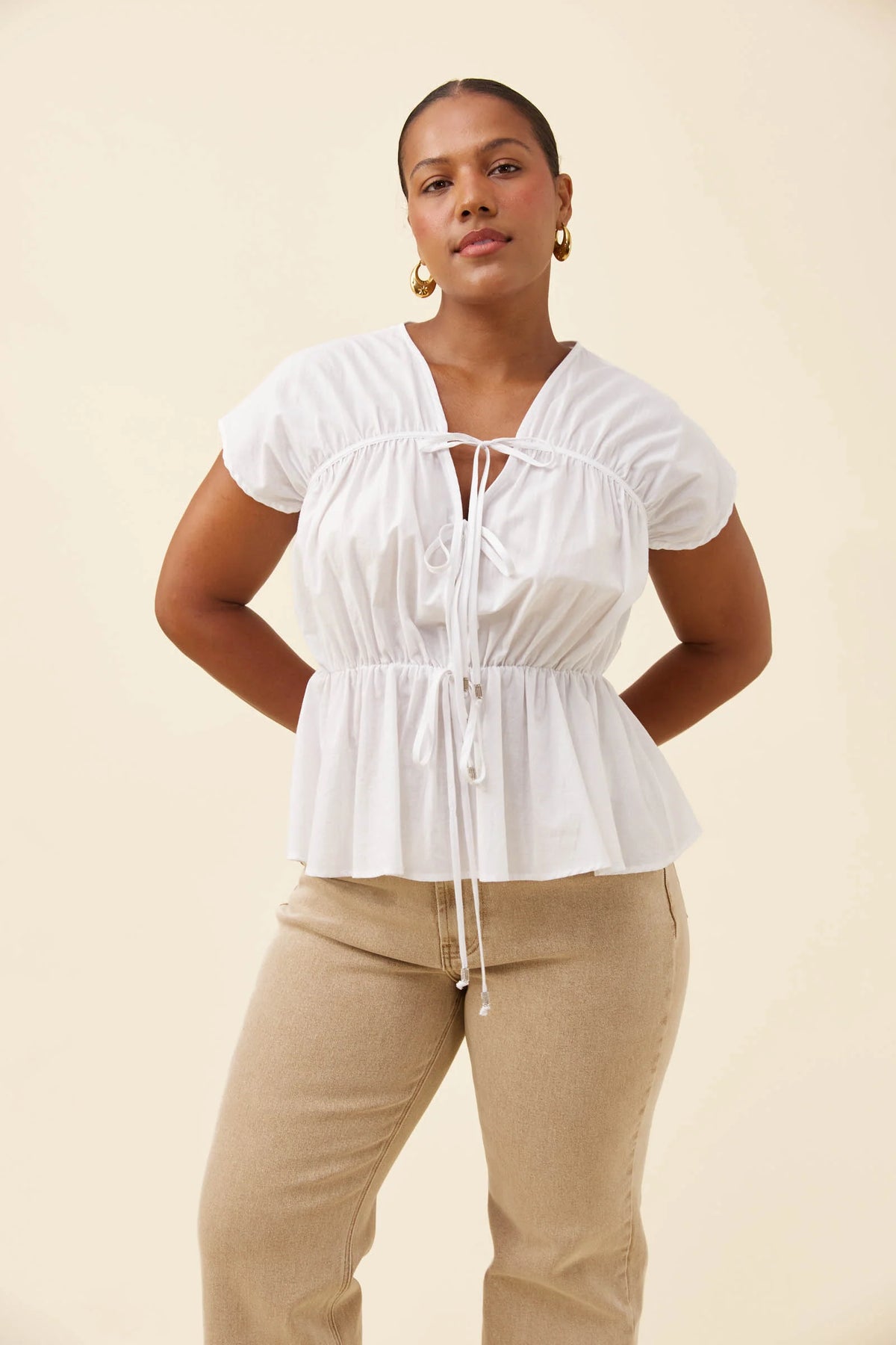 ISLE OF MINE Rosa Tie Top WHITE