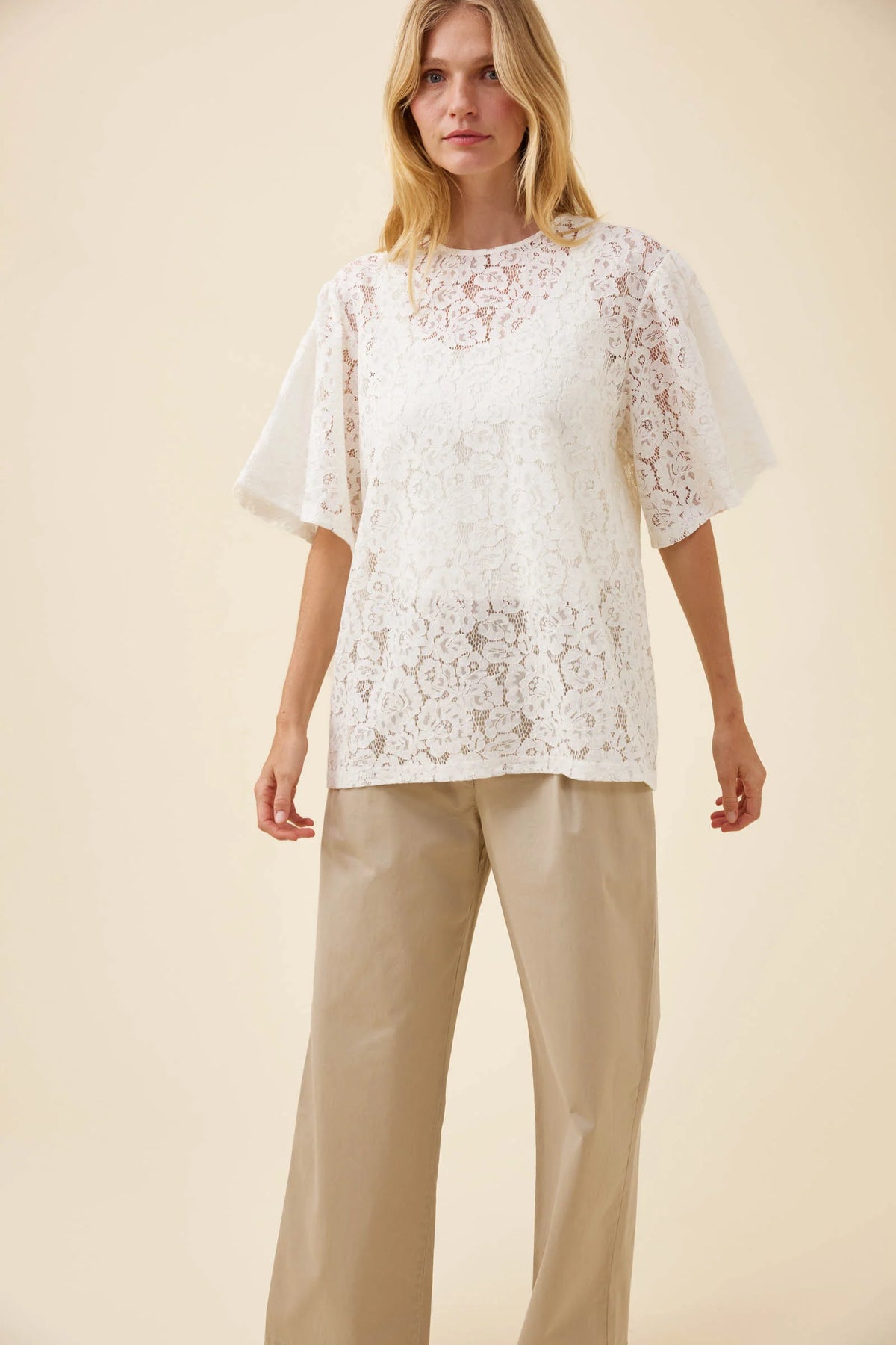 ISLE OF MINE Ethel Lace T-Shirt WHITE