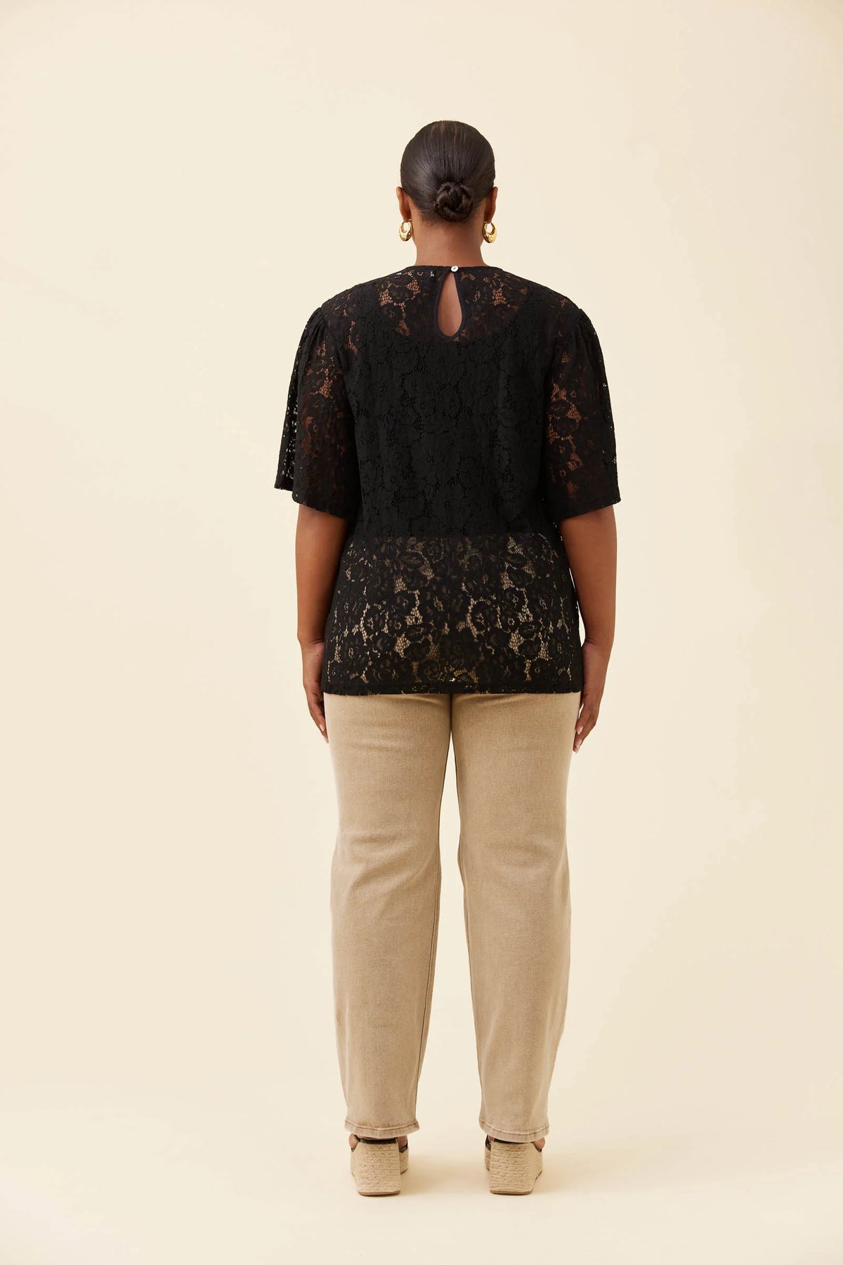 ISLE OF MINE Ethel Lace T-Shirt BLACK