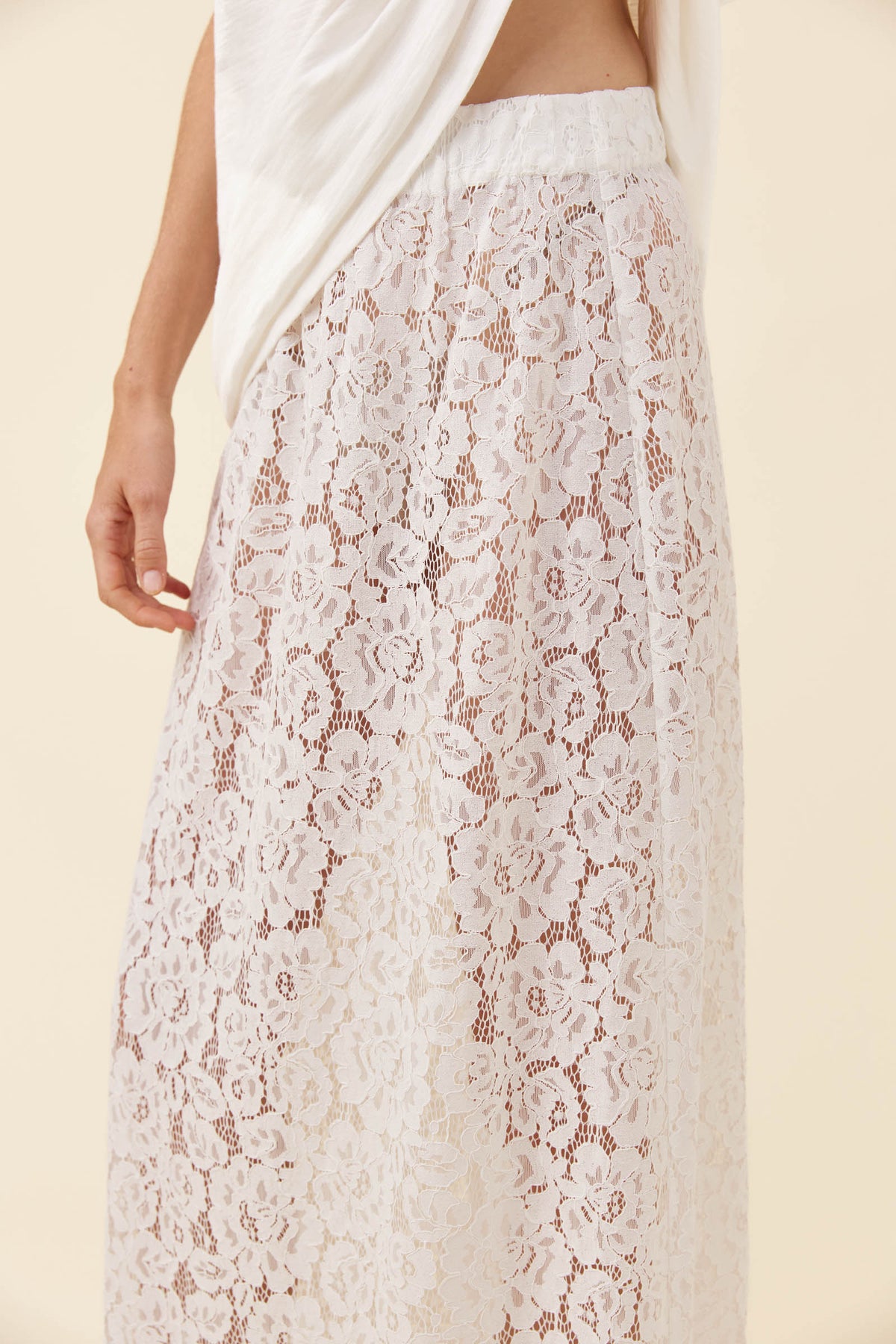 ISLE OF MINE Ethel Lace Maxi Skirt WHITE
