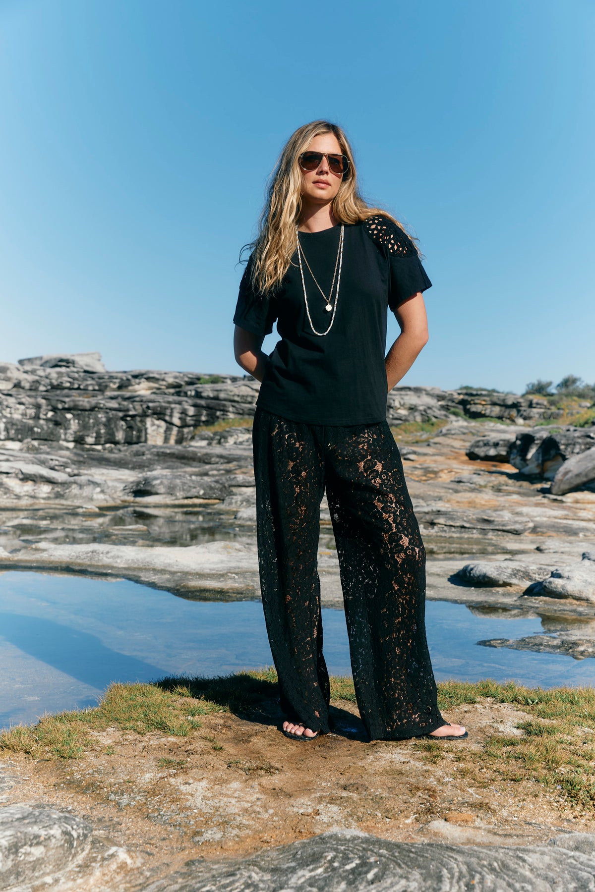 ISLE OF MINE Ethel Lace Pant BLACK