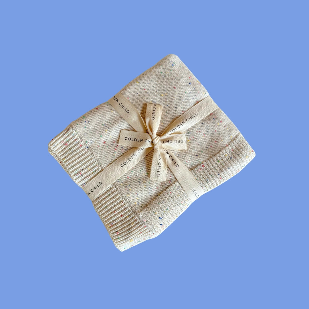 GOLDEN CHILD Rainbow Speckled Blanket MILK