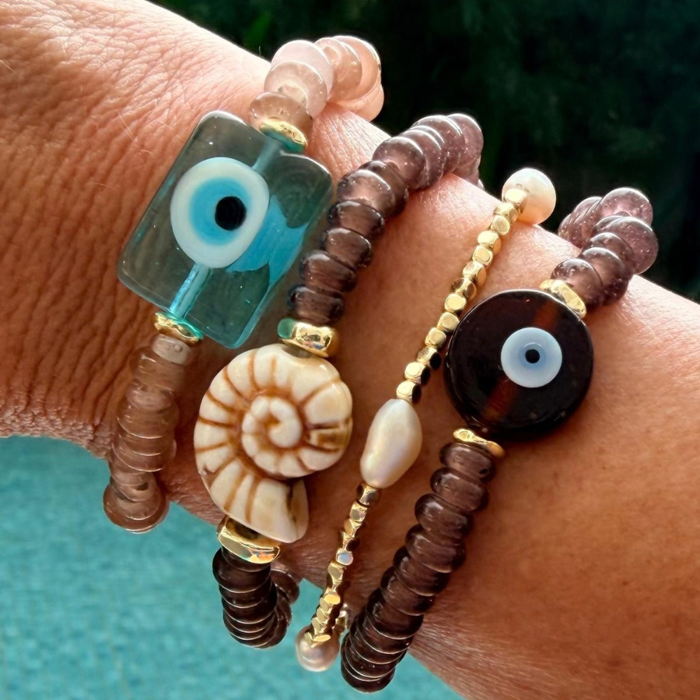 HEI TAI Cove Cream Shell Bracelet CHOCOLATE